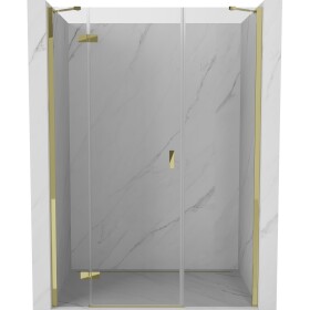 MEXEN/S - Mist-H sprchové dveře křídlové levé 160, transparent, zlatá 8A5-160-001-50-00-L