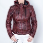 Dámská Kožená Bunda Morgana Lear Brixton Červená Velikost: S