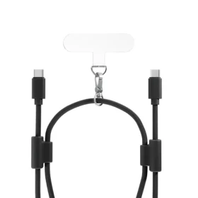 Epico šňůrka na telefon s USB-C na USB-C kabelem 80-145cm černá (9915101300276)