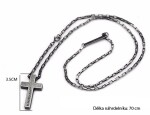 Pánský náhrdelník Anri - kříž, Šedá 70 cm