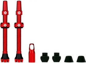 Muc-Off bezdušový ventil 44 mm červený V2 - Muc-Off Tubeless Presta Valve KIT V2 bezdušový ventilek 2 ks červená 44 mm