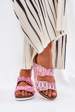 Dámské Pantofle S Přezkami A Brokátem Růžové S.Barski RB51-006 36