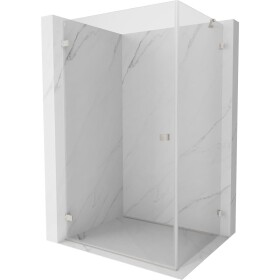 MEXEN/S - Lunar-B sprchový kout dveře křídlové levá 90 x 80, transparent, nikl kartáčovaný 832-090-080-97-00-L