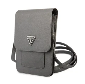 Pouzdro Guess PU Saffiano Triangle Logo Phone Bag šedé