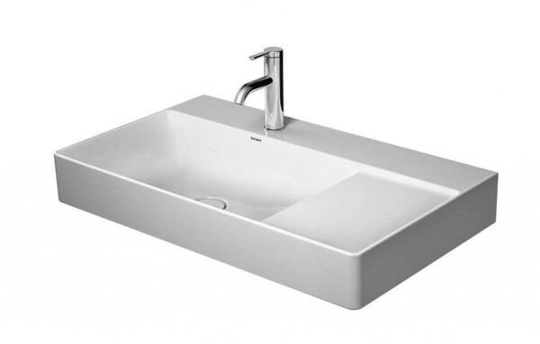 DURAVIT - DuraSquare Umyvadlo nábytkové 80x47 cm, s 1 otvorem pro baterii vlevo, DuraCeram, alpská bílá 2348800071