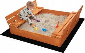 Sand Tropic Dřevěné pískoviště s lavičkami a příslušenstvím 100x100 cm (impregnované)