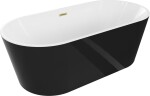 MEXEN/S - Luna vana volně stojící 180 x 80, bílá/černá, sifon a přepad zlatá kartáčovaná 52031808075-55
