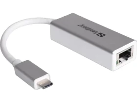 Pouzdro Sandberg redukce USB-C -> RJ-45, stříbrná