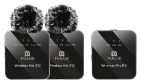 Puluz PU3154B / Bezdrátový klopový mikrofon / 2 vysílače + 1 přijímač / Bluetooth / dosah 10 m (PU3154B)