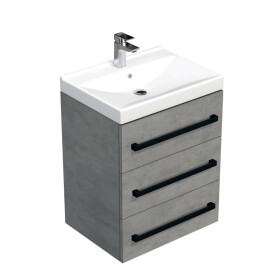 Koupelnová skříňka s černou úchytkou a umyvadlem SAT Cube Way 60x76,5x46 cm beton mat CUBE46C603BEVER CUBE46C603BEVER