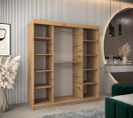 Šatní skříň Abi Y0 s nástavcem Barva korpusu: Černá, Rozměry: 200 cm, Dveře: Dub sonoma