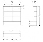 GEBERIT - Selnova Square Zrcadlová skříňka 85x79x18 cm, 2 dvířka, ořech hickory 501.270.00.1