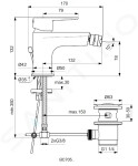 IDEAL STANDARD - Cerafine O Bidetová baterie s výpustí, černá BC705XG