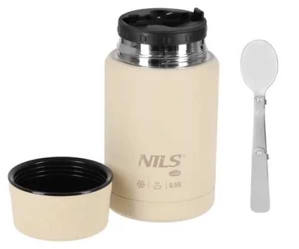 NILS Camp NC3807 béžová / Termoska na jídlo / 550 ml / nerezová ocel / BPA free