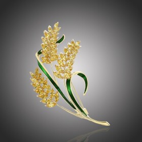 Exkluzivní brož Swarovski Elements Egidia - design ječmen, Zlatá