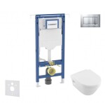 GEBERIT - Duofix Set předstěnové instalace, klozetu a sedátka Villeroy Boch, tlačítka Sigma30, DirectFlush, SoftClose, CeramicPlus, matný chrom/chrom SANI11CK2115