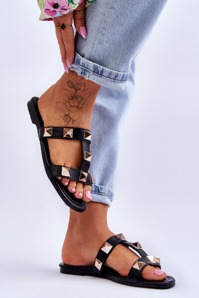 Dámské pantofle s velkými cvočky Černá Mercure 37