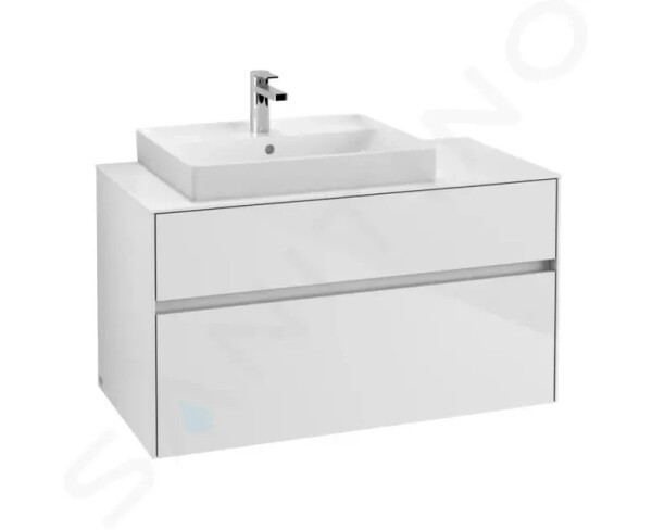 VILLEROY & BOCH - Collaro Umyvadlová skříňka, 1000x548x500 mm, 2 zásuvky, Glossy White C01700DH