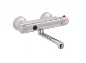SANELA - Senzorové baterie Elektronická termostatická umyvadlová baterie, napájení 24 V DC, rozteč 100 mm, nerez/chrom SLU 25SK