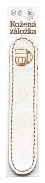 Kožená záložka obšitá Pivo