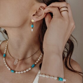 Inspirace 140 - Dámský set šperků – sladkovodní perly, tyrkysový magnezit