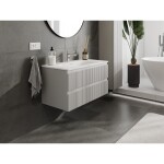 MEXEN/S - Rivel koupelnová skříňka 90 cm s umyvadlem Vela, 2 zásuvky, reliéf , šedá mat/bílá mat 91A20-09047-2-BFF62-W23M01