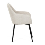 Židle jídelní, krémová látka, černý kov
