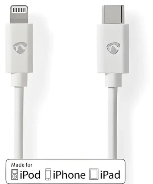Nedis Lightning kabel 2 m bílá / Datový kabel / USB-C (M) - Lightning 8-pin (M) / USB 2.0 / 480 Mbps (CCGL39650WT20)