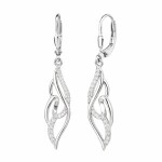 Stříbrné visací náušnice se zirkony Iris - stříbro 925/1000, Stříbrná