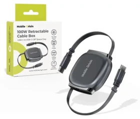 Mobile Origin CB7 Space Grey / Samonavíjecí kabel / USB-C na USB-C / 100 W / 1 m (MO-CB7-SPG)