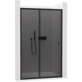 CERANO - Sprchové posuvné dveře Varone POINT L/P - 6 mm - černá matná, grafitové sklo - 160x195 CER-8050BD7558
