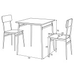 Jídelní set s 2 židlemi, 70x70x76cm, mdf, old wood, AUT-O2122 OLW2