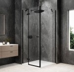 POLYSAN - GLOBE BLACK čtvercový sprchový kout 1000x1000, čiré sklo, levé GB1010-3415LB
