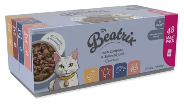 Beatrix Adult / Kapsičky pro kočky / Multipack 48× 85 g / mix 4 příchutí (773-30006)