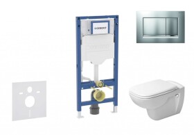 GEBERIT - Duofix Set předstěnové instalace, klozetu D-Code a sedátka softclose, tlačítko Sigma30, matný chrom/chrom SANI11CP2106