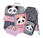 Školní aktovkový 5-dílný set BAAGL ZIPPY - Panda (aktovka, penál, sáček, desky, box)