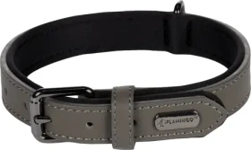 Flamingo Binti Kožený obojek s neoprenem šedá S/M (FLA-519249)