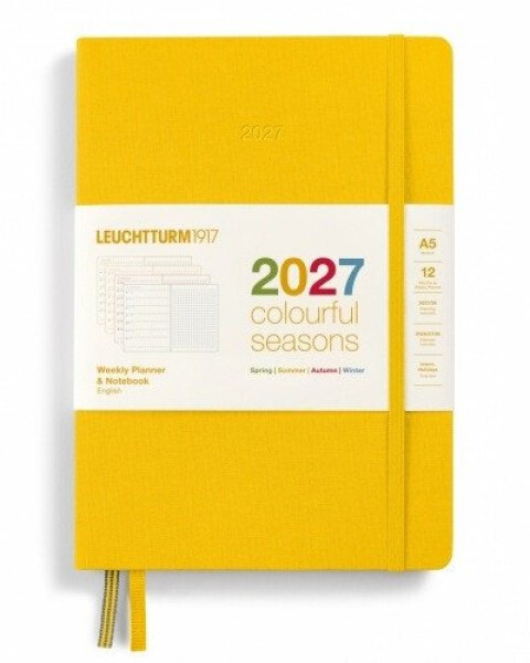 Týdenní plánovač Zápisník, tečkovaný Medium A5 2027, Colourful Seasons, Summer, anglicky