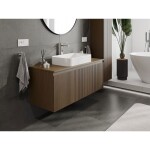 MEXEN/S - Rivel koupelnová skříňka pod umyvadlo 120 cm s deskou, 1 šuplík, reliéf , ořech 91A20-12047-1-BFC86