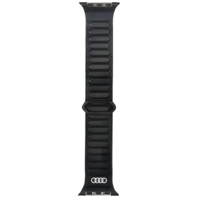 Audi Logo Magnetic Ring černá / Kožený řemínek pro Apple Watch / 44/45/46/49mm / Magnetické zapínání (AU-GL-AW44-49-GT/D2-BK)