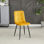 Židle jídelní, žlutá sametová látka, nohy černý kov