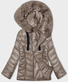 Krátká zimní bunda v barvě cappuccino s kapucí (5M3138-84) odstíny béžové S (36)