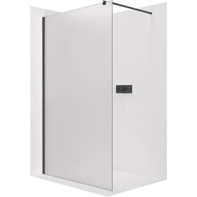 CERANO Sprchová zástěna Walk-in Onyx Round L/P - 8 mm - kulatá vzpěra - černá matná, mléčné sklo - 90x200 cm