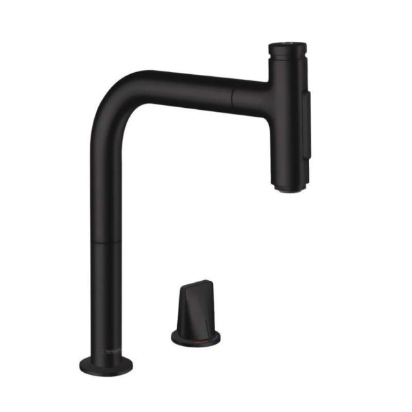 HANSGROHE - M71 Dřezová baterie M7120-H200 s výsuvnou sprškou, 2-otvorová instalace, sBOX, matná černá 73818670