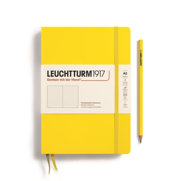 Leuchtturm1917 Zápisník Lemon Medium A5 tečkovaný