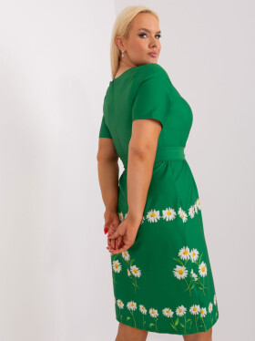 Dámské šaty plus size LK SK 505731.84 Zelená s potiskem - FPrice zelená s květy 46