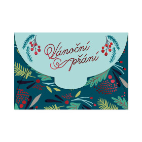 Skládací vánoční přání - Červené bobule - Albi