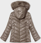 Krátká zimní bunda v barvě cappuccino s kapucí (5M3138-84) odstíny béžové S (36)