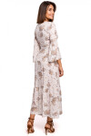 Dámské šaty S222 Ecru s květy - Stylove ecru s květy M-38