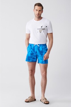 Avva Green-blue Quick Dry Printed Standard Size Comfort Fit Swimsuit Swim Shorts